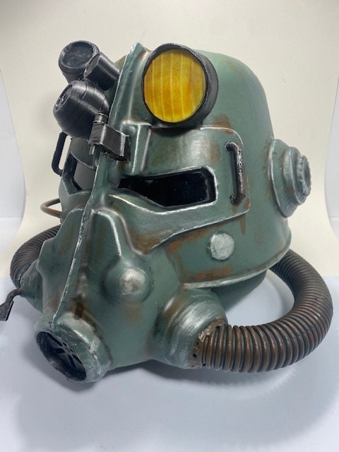 T45d Power Armor Helmet (Pre-War Military Green Paint) - Cosplay Replica - Glow in the Dark Lamp - Vacuum-Formed + Hand-Painted & Weathered