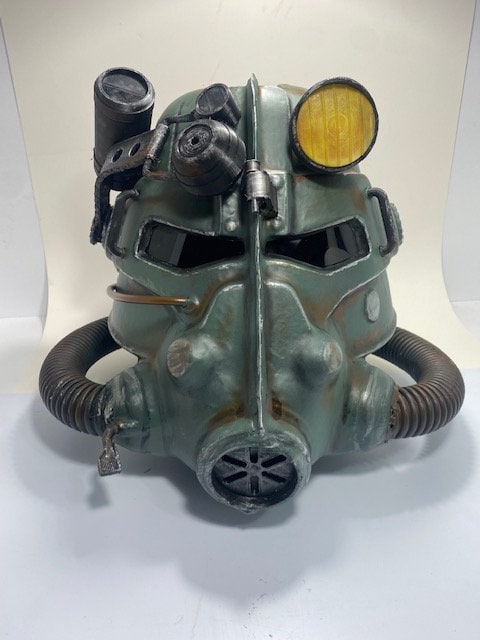 T45d Power Armor Helmet (Pre-War Military Green Paint) - Cosplay Replica - Glow in the Dark Lamp - Vacuum-Formed + Hand-Painted & Weathered
