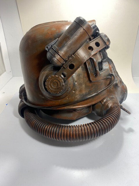 T45d Power Armor Helmet (Apocalyptic Rust Paint) - Cosplay Replica - Glow in the Dark Lamp - VacuumFormed + Hand-Painted & Weathered