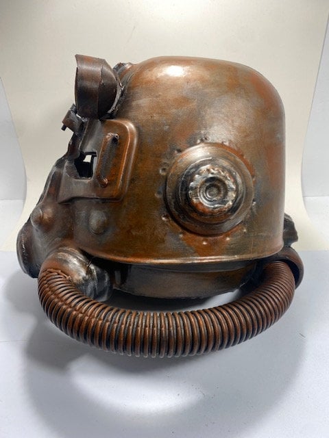 T45d Power Armor Helmet (Apocalyptic Rust Paint) - Cosplay Replica - Glow in the Dark Lamp - VacuumFormed + Hand-Painted & Weathered