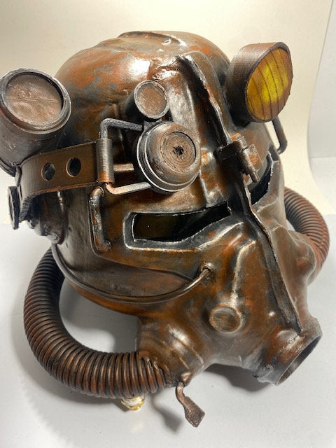T45d Power Armor Helmet (Apocalyptic Rust Paint) - Cosplay Replica - Glow in the Dark Lamp - VacuumFormed + Hand-Painted & Weathered