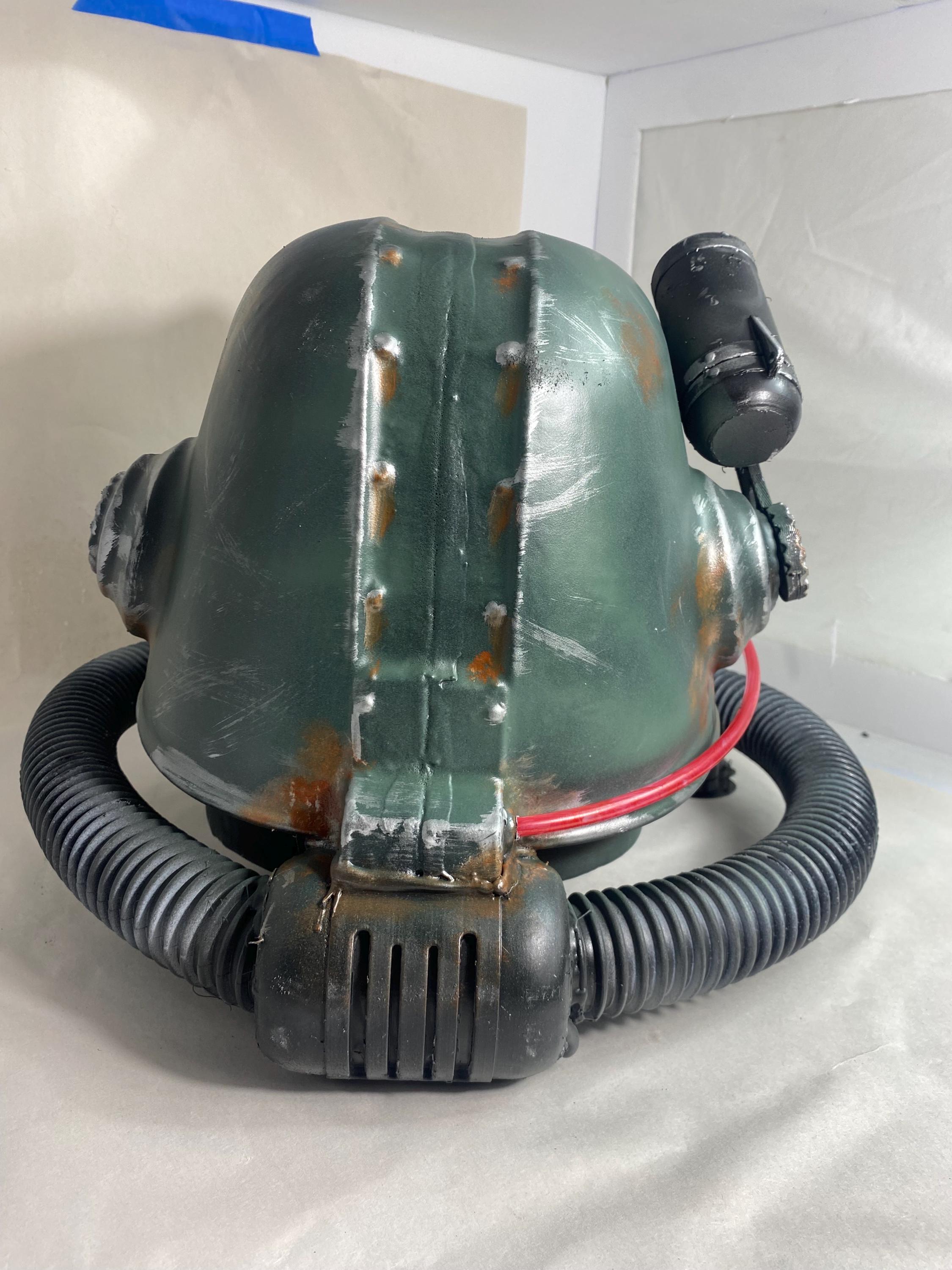 T45d Power Armor Helmet (Pre-War Military Green Paint) - Cosplay Replica - Glow in the Dark Lamp - Vacuum-Formed + Hand-Painted & Weathered