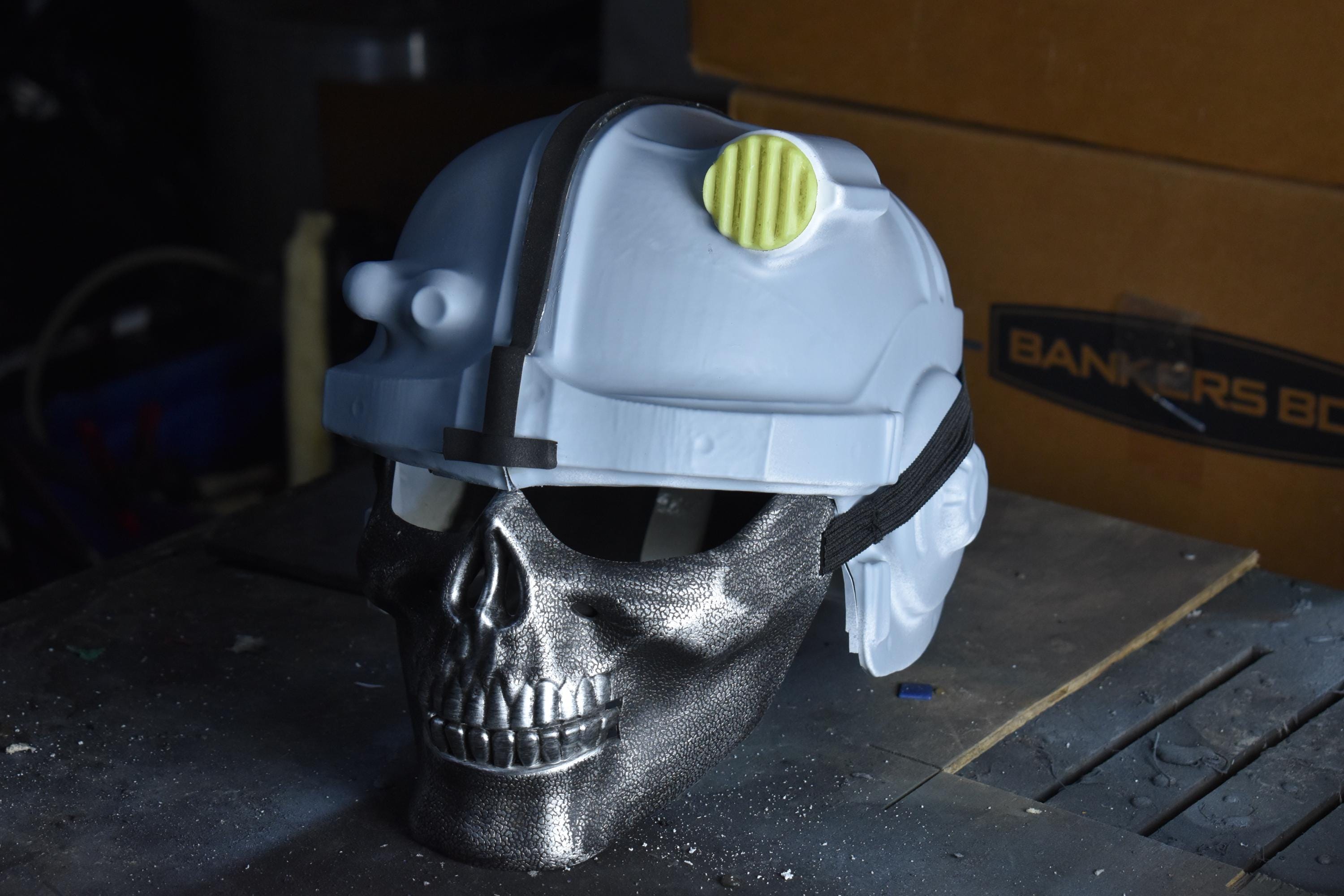 Combat Armor HELMET - Full Helmet Kit - (UNASSEMBLED) - DIY Cosplay - Vacuum-Formed - Full Kit & Glow-In-The-Dark Headlamp